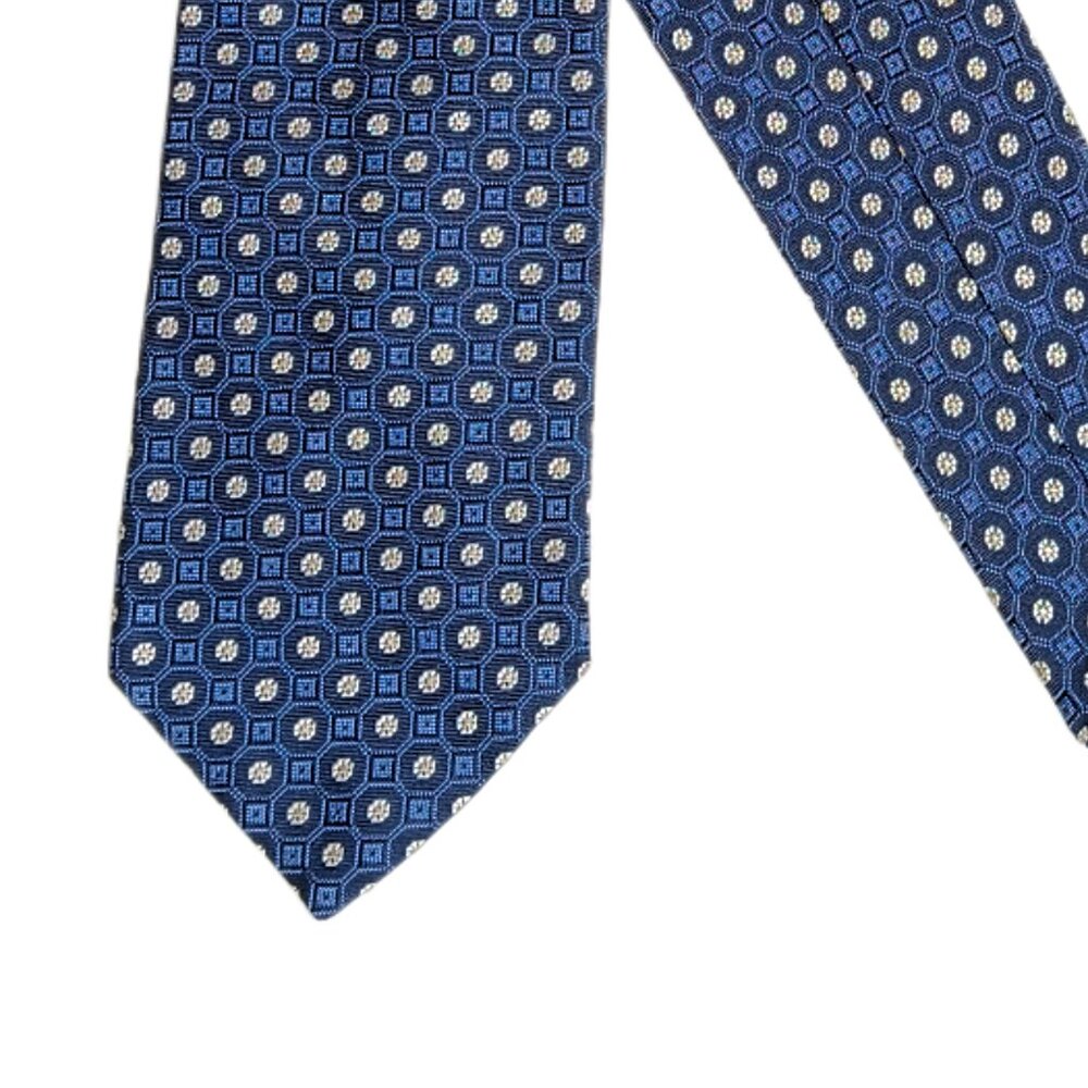 Nautica Silk Tie Men’s 60” Blue Gray Geometric Preppy Designer Classic Tie NWT